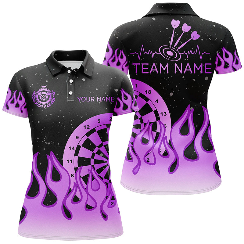 Purple Dartboard Fire Flame Men Darts and Quarter-Zip Custom Team Darts Gifts