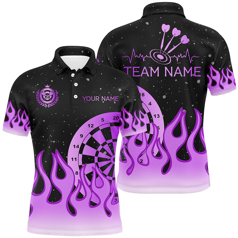 Purple Dartboard Fire Flame Men Darts and Quarter-Zip Custom Team Darts Gifts