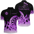 Purple Dartboard Fire Flame Men Darts and Quarter-Zip Custom Team Darts Gifts