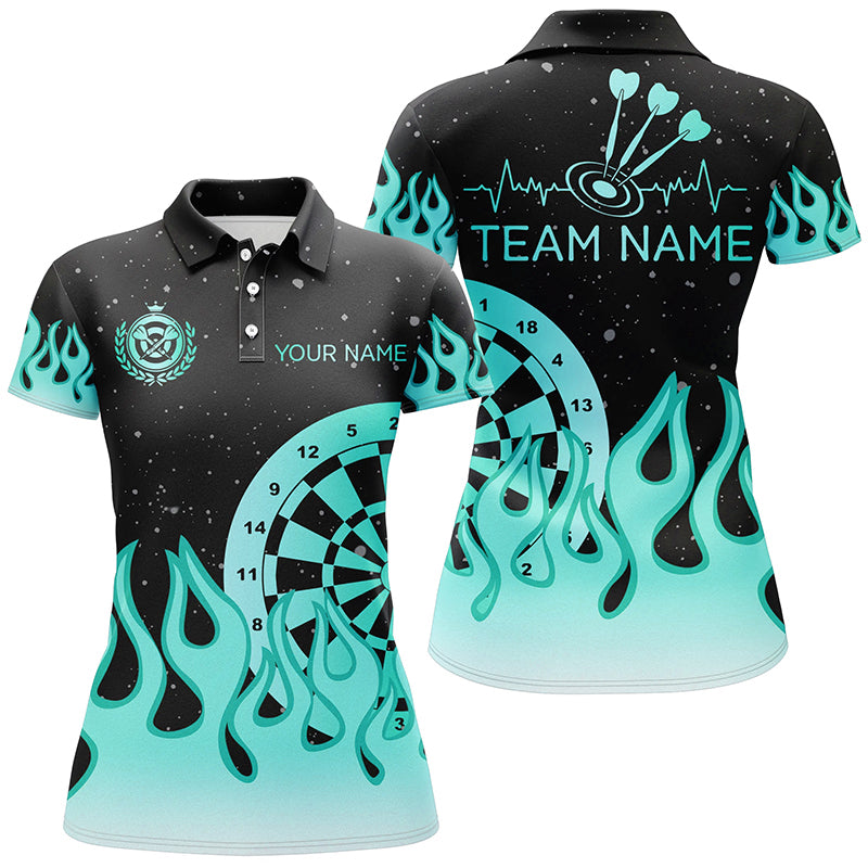Turquoise Dartboard Fire Flame Men Darts and Quarter-Zip Custom Team Darts Gifts