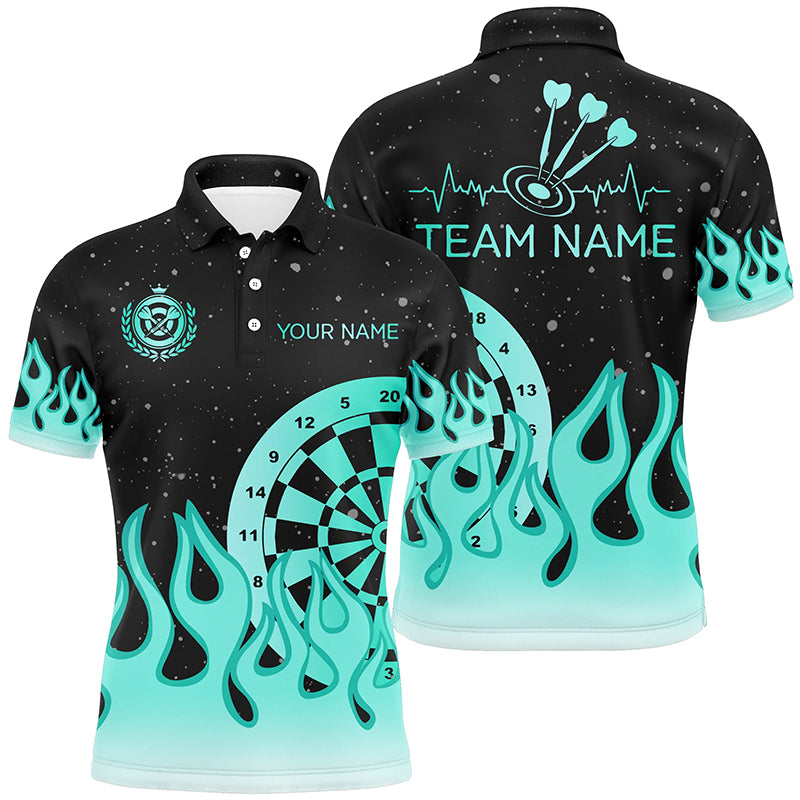 Turquoise Dartboard Fire Flame Men Darts and Quarter-Zip Custom Team Darts Gifts