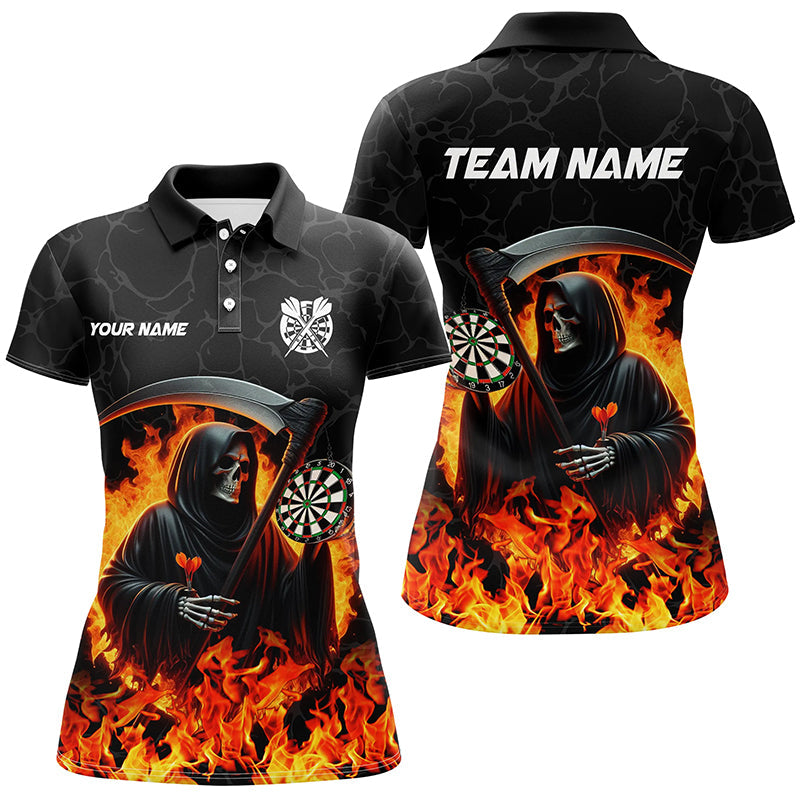 Death Skeleton Darts Board Fire Flame Men Darts and Quarter-Zip Custom Darts Team