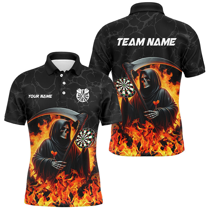 Death Skeleton Darts Board Fire Flame Men Darts and Quarter-Zip Custom Darts Team