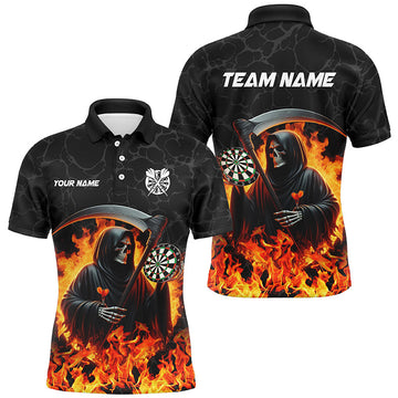 Death Skeleton Darts Board Fire Flame Men Darts and Quarter-Zip Custom Darts Team