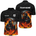 Death Skeleton Darts Board Fire Flame Men Darts and Quarter-Zip Custom Darts Team