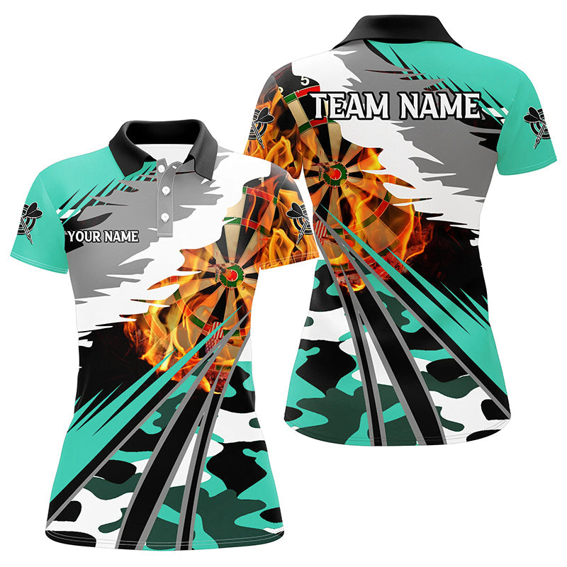 3D Dartboard Fire Men Darts and Quarter-Zip Custom Camo Turquoise Darts Team