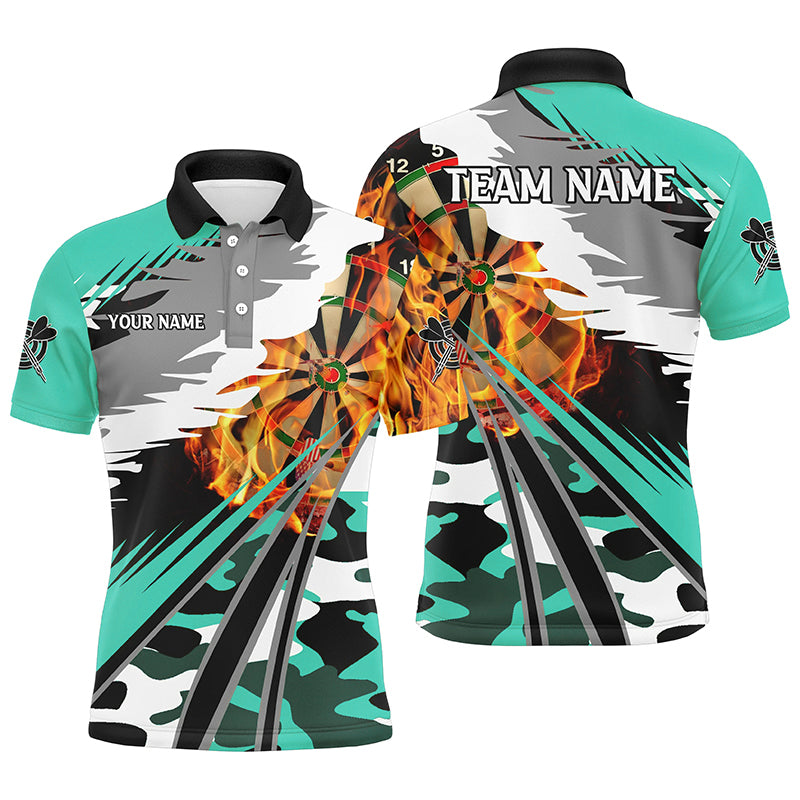 3D Dartboard Fire Men Darts and Quarter-Zip Custom Camo Turquoise Darts Team