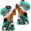 3D Dartboard Fire Men Darts and Quarter-Zip Custom Camo Turquoise Darts Team
