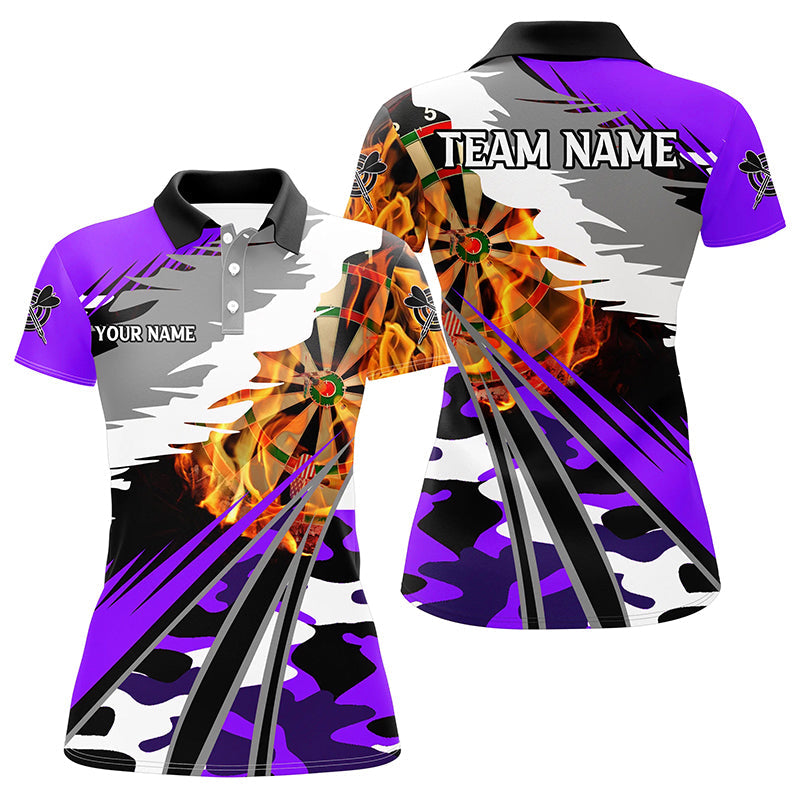 3D Dartboard Fire Men Darts and Quarter-Zip Custom Camo Purple Darts Team
