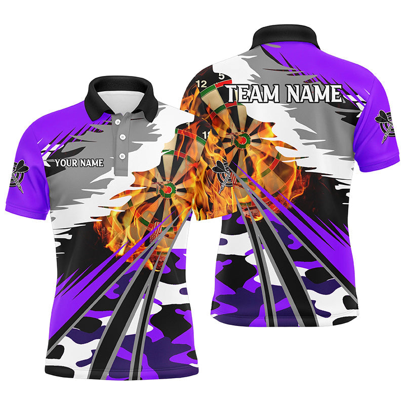 3D Dartboard Fire Men Darts and Quarter-Zip Custom Camo Purple Darts Team