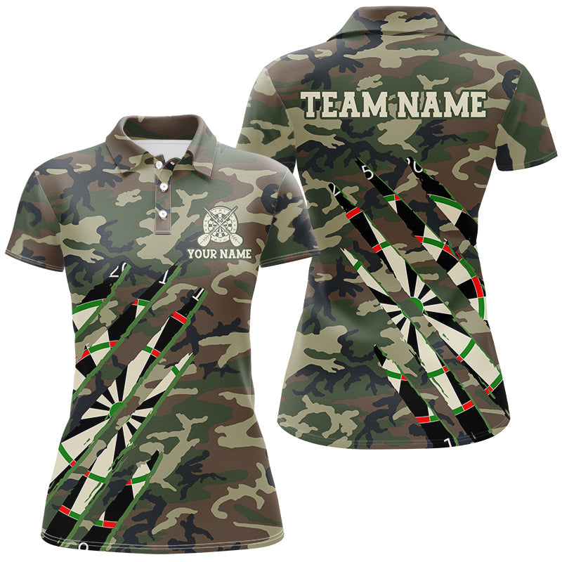 Military Green Camo Custom Women Darts and Quarter-Zip, Personalized Army Darts Team