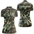 Military Green Camo Custom Women Darts and Quarter-Zip, Personalized Army Darts Team