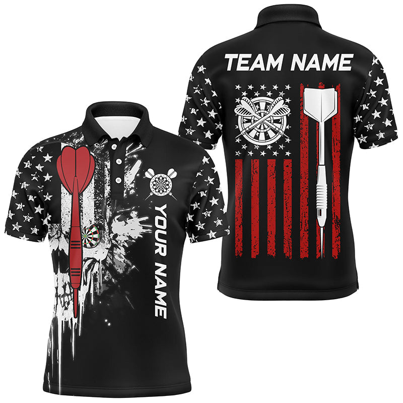 Grunge Skull Custom Black American Flag Dart, Patriotic Dart Team Uniform
