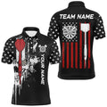 Grunge Skull Custom Black American Flag Dart, Patriotic Dart Team Uniform