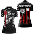 Grunge Skull Custom Black American Flag Dart, Patriotic Dart Team Uniform