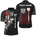 Grunge Skull Custom Black American Flag Dart, Patriotic Dart Team Uniform