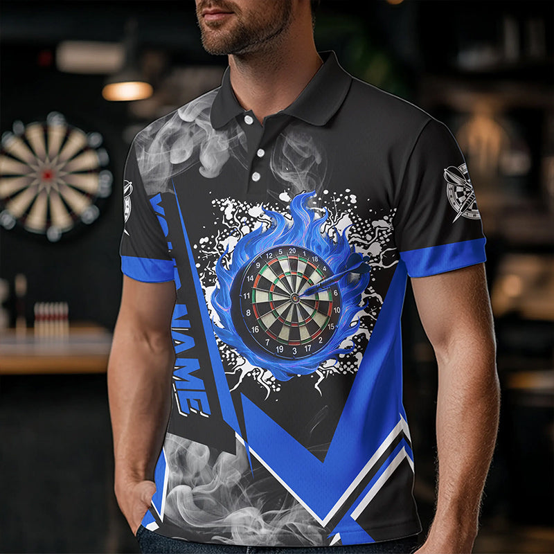 Personalized Dartboard Fire Flame Smoke Custom Dart, Darts Team | Blue