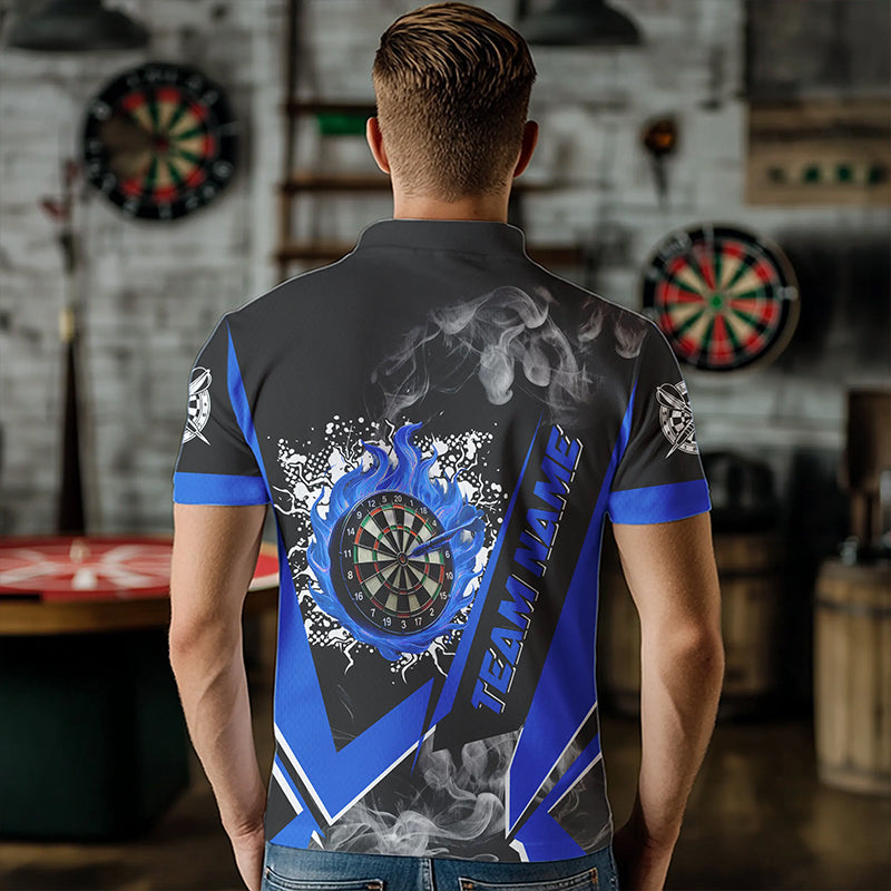 Personalized Dartboard Fire Flame Smoke Custom Dart, Darts Team | Blue