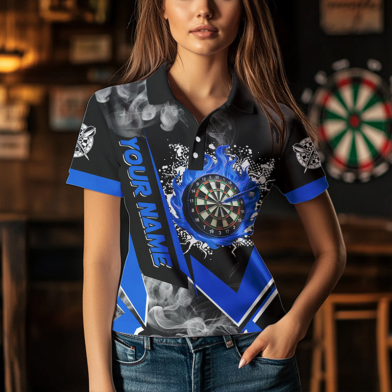 Personalized Dartboard Fire Flame Smoke Custom Dart, Darts Team | Blue