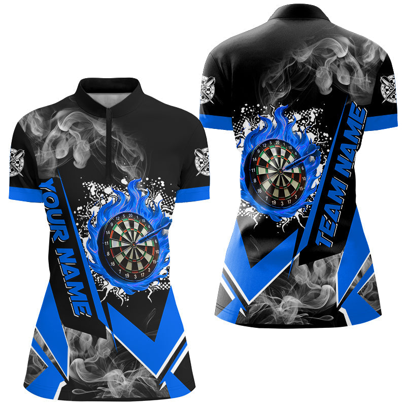 Personalized Dartboard Fire Flame Smoke Custom Dart, Darts Team | Blue