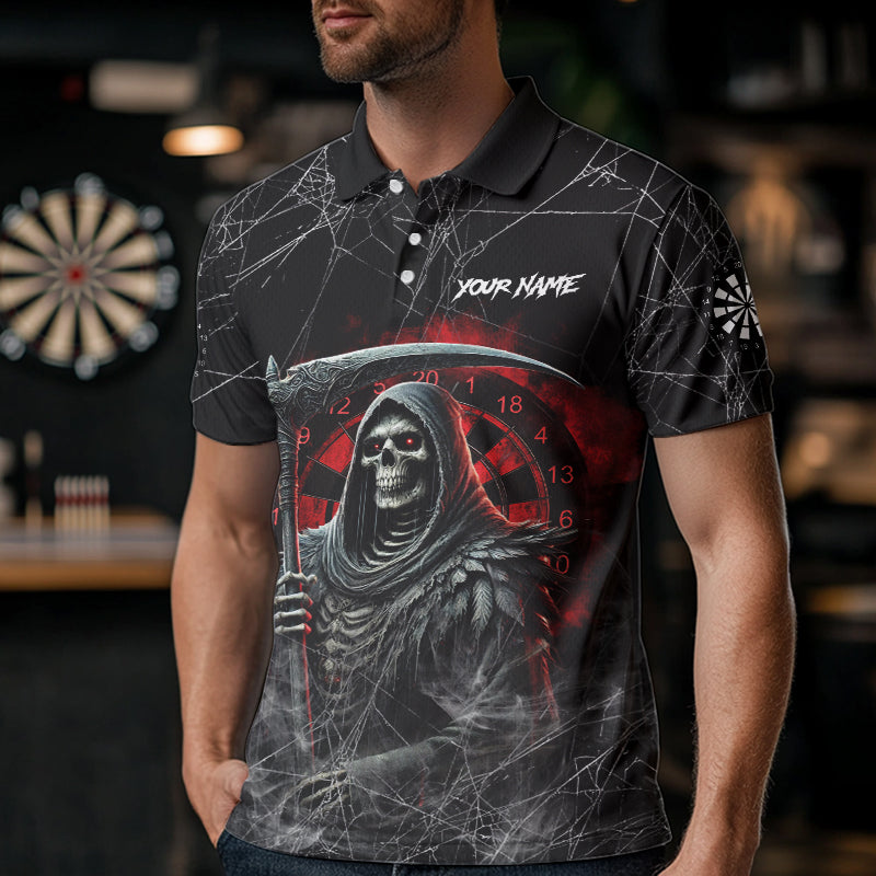 Black And Red Smoke Grim Reaper Funny Dart Custom Dart, Darts Clothing