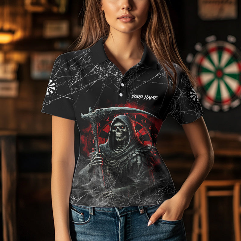 Black And Red Smoke Grim Reaper Funny Dart Custom Dart, Darts Clothing