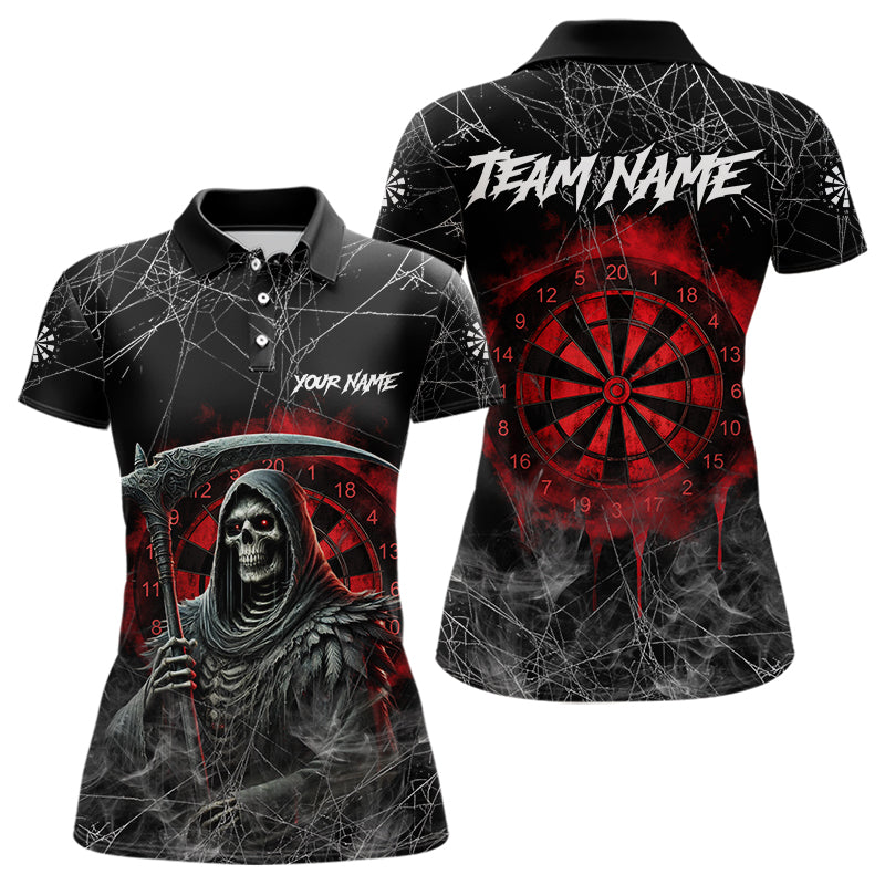 Black And Red Smoke Grim Reaper Funny Dart Custom Dart, Darts Clothing