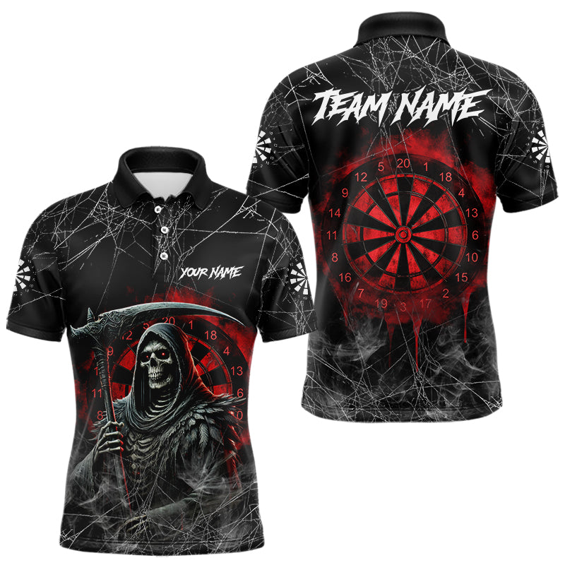 Black And Red Smoke Grim Reaper Funny Dart Custom Dart, Darts Clothing
