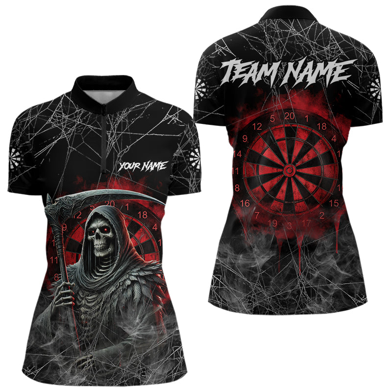 Black And Red Smoke Grim Reaper Funny Dart Custom Dart, Darts Clothing