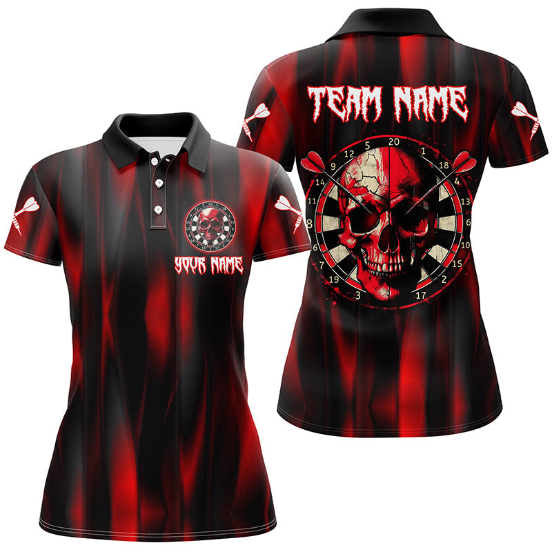 Personalized Red Skull Darts Board Men Darts Quarter-Zip Team League Darts