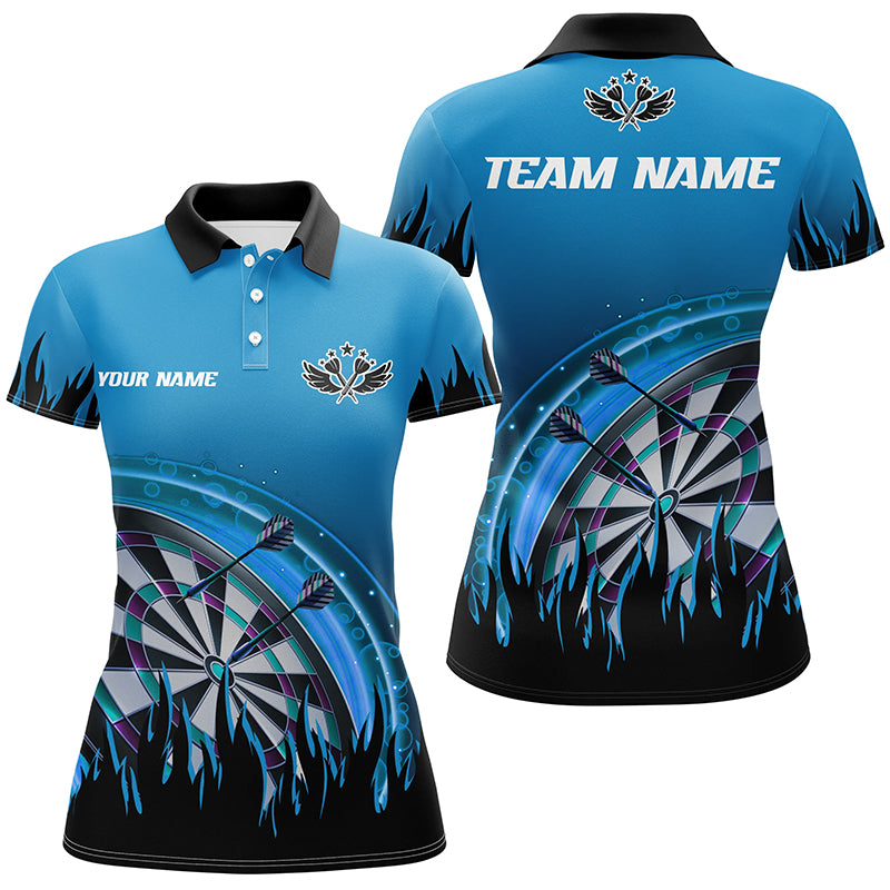 Personalized Blue Darts Flame Men Quarter-Zip Custom Team League Darts Attire