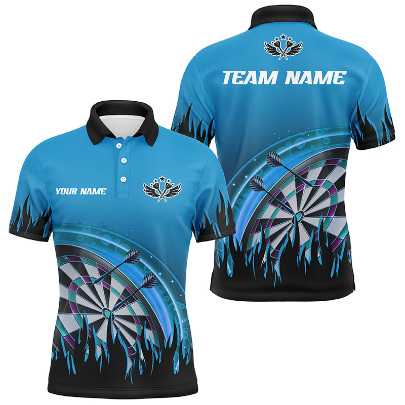 Personalized Blue Darts Flame Men Quarter-Zip Custom Team League Darts Attire