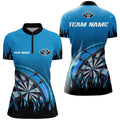 Personalized Blue Darts Flame Men Quarter-Zip Custom Team League Darts Attire