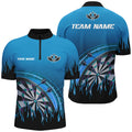 Personalized Blue Darts Flame Men Quarter-Zip Custom Team League Darts Attire