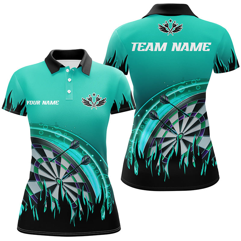 Personalized Turquoise Darts Flame Men Quarter-Zip Custom Team League Darts