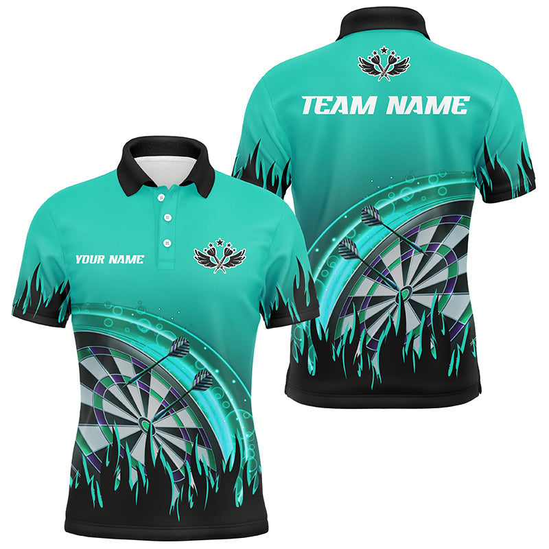 Personalized Turquoise Darts Flame Men Quarter-Zip Custom Team League Darts