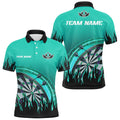 Personalized Turquoise Darts Flame Men Quarter-Zip Custom Team League Darts