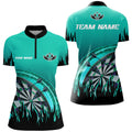 Personalized Turquoise Darts Flame Men Quarter-Zip Custom Team League Darts