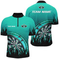 Personalized Turquoise Darts Flame Men Quarter-Zip Custom Team League Darts