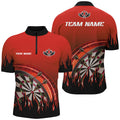 Personalized Red Darts Flame Men Quarter-Zip Custom Team League Darts Attire