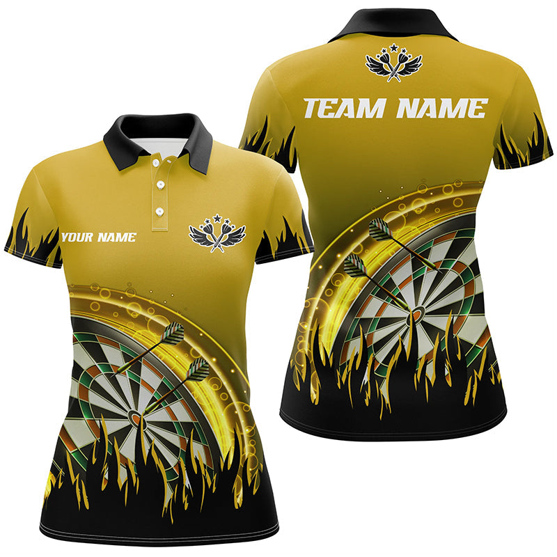 Personalized Yellow Darts Flame Men Quarter-Zip Custom Team League Darts Attire