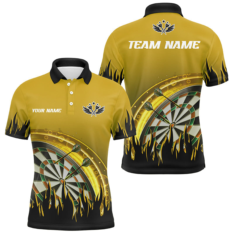 Personalized Yellow Darts Flame Men Quarter-Zip Custom Team League Darts Attire