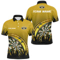 Personalized Yellow Darts Flame Men Quarter-Zip Custom Team League Darts Attire