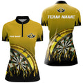 Personalized Yellow Darts Flame Men Quarter-Zip Custom Team League Darts Attire