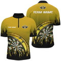 Personalized Yellow Darts Flame Men Quarter-Zip Custom Team League Darts Attire