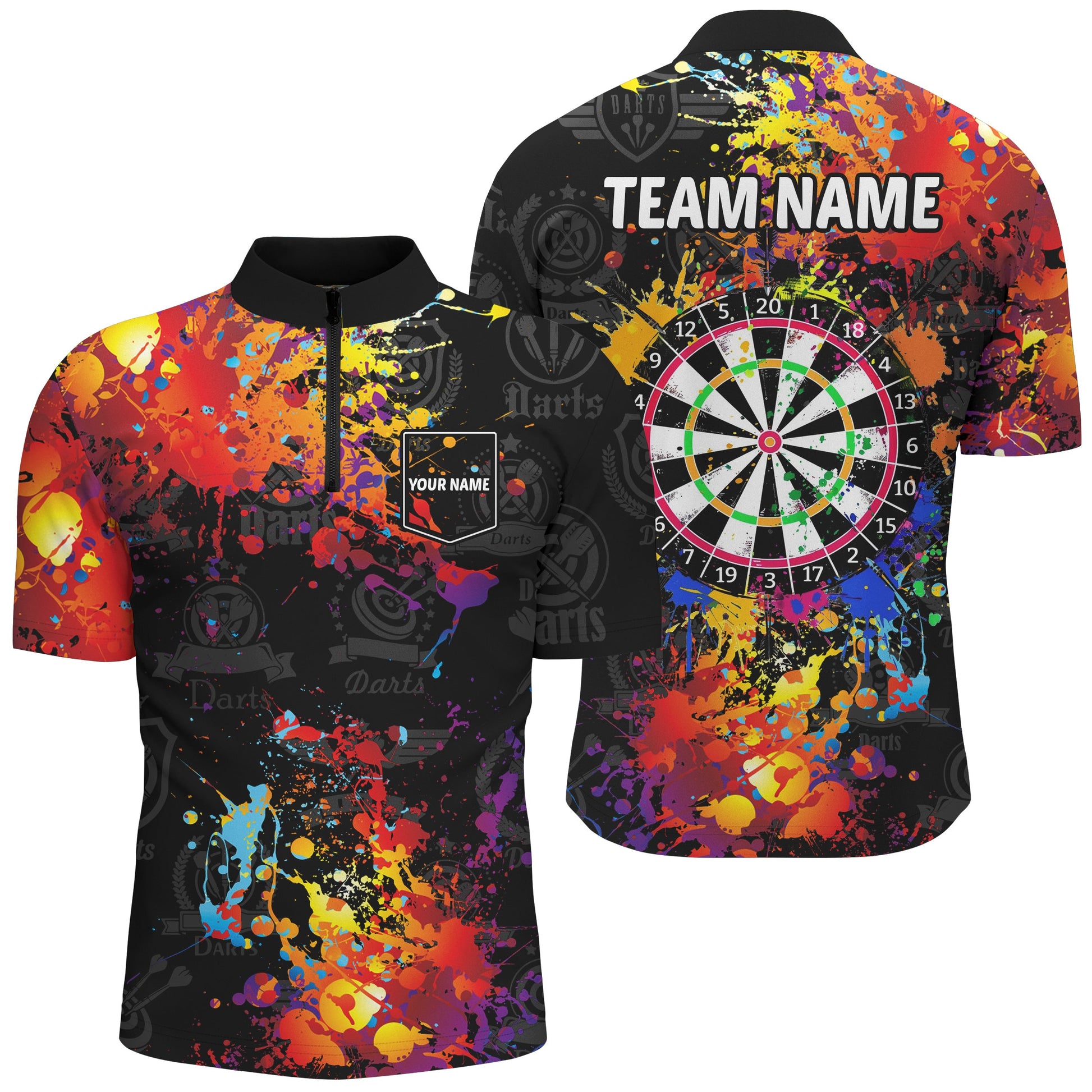 Personalized Dartboard Colorful Paint Men Dart Custom Grunge Style Darts