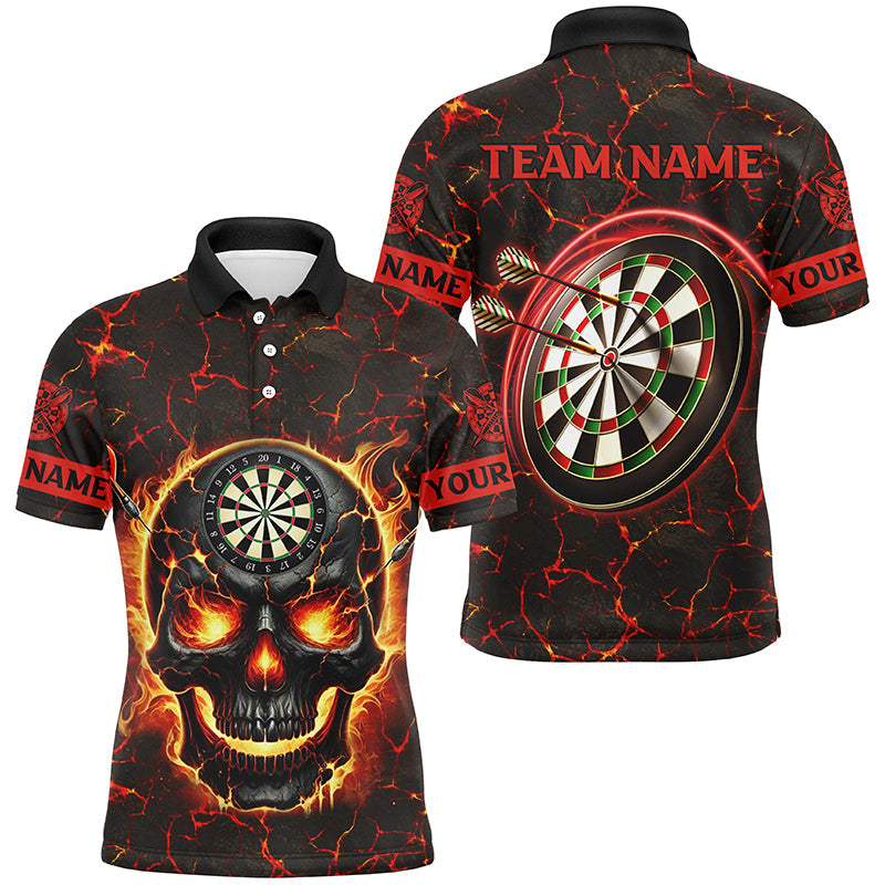 Personalized Fire Flame Skull Magma Pattern Women Darts, Dart League Team |Red