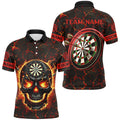 Personalized Fire Flame Skull Magma Pattern Women Darts, Dart League Team |Red