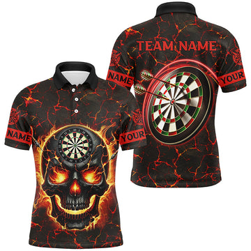 Personalized Fire Flame Skull Magma Pattern Women Darts, Dart League Team |Red