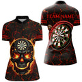 Personalized Fire Flame Skull Magma Pattern Women Darts, Dart League Team |Red